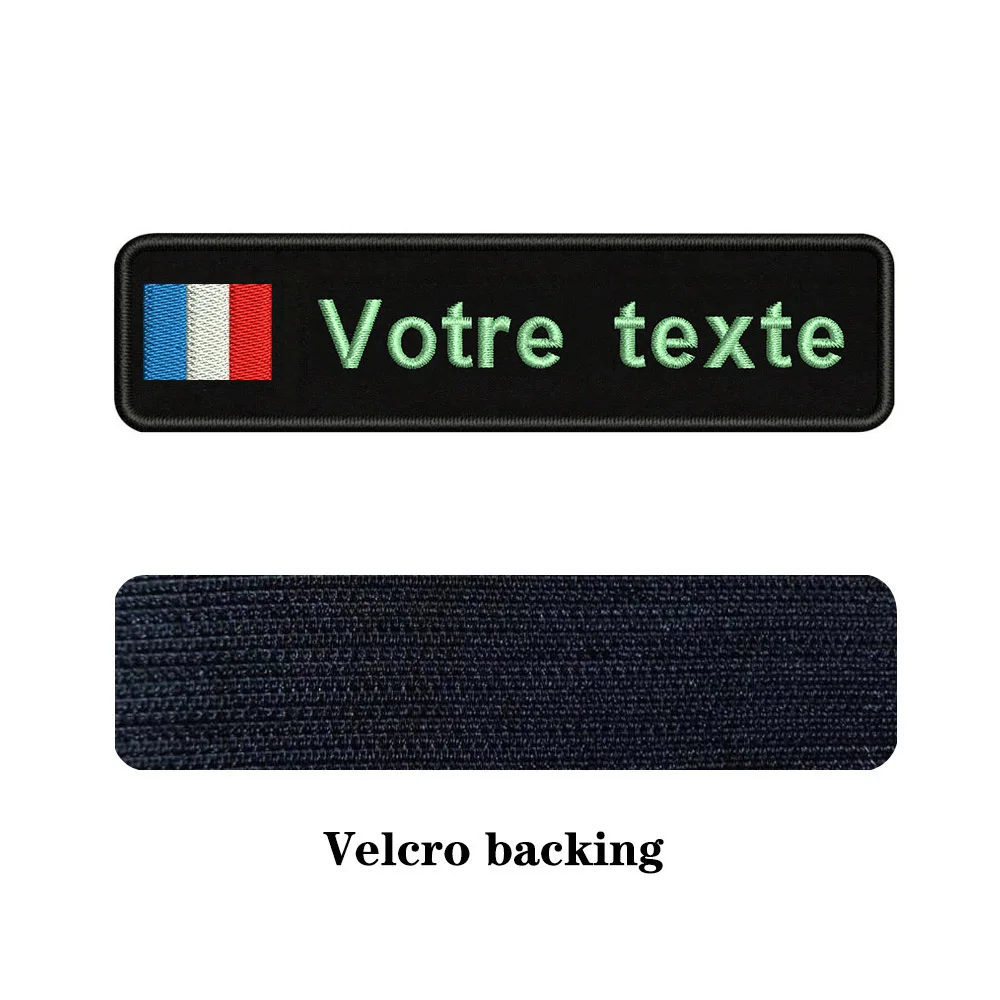 Light blue-Velcro Таможня Вышивка Флаг Франции имя или заплатка с текстом 10 см* 2,5 см значок Утюг на или липучке Подложка для одежды брюки рюкзак шляпа - Цвет: Light blue-Velcro