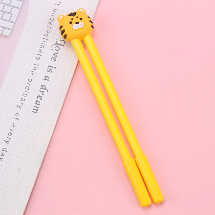 tiger 2 шт./пара ленивый штраф ручка 0,5 мм, принт с героями мультфильмов Kawaii, Животные записи пара гелевая ручка школы и офиса письменные принадлежности Канцтовары для студентов - Цвет: tiger