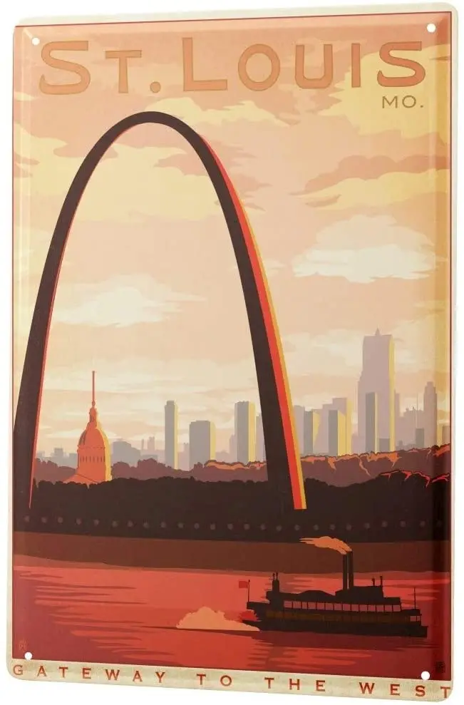 

SINCE 2004 Tin Sign Metal Plate Decorative Sign Home Decor Plaques Deco City St. Louis Gateway Arch 8X12