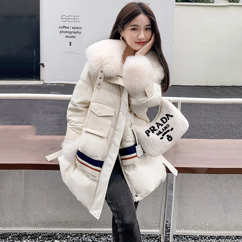 2024 женский зимний пуховик и пальто модные парки с воротником из натурального