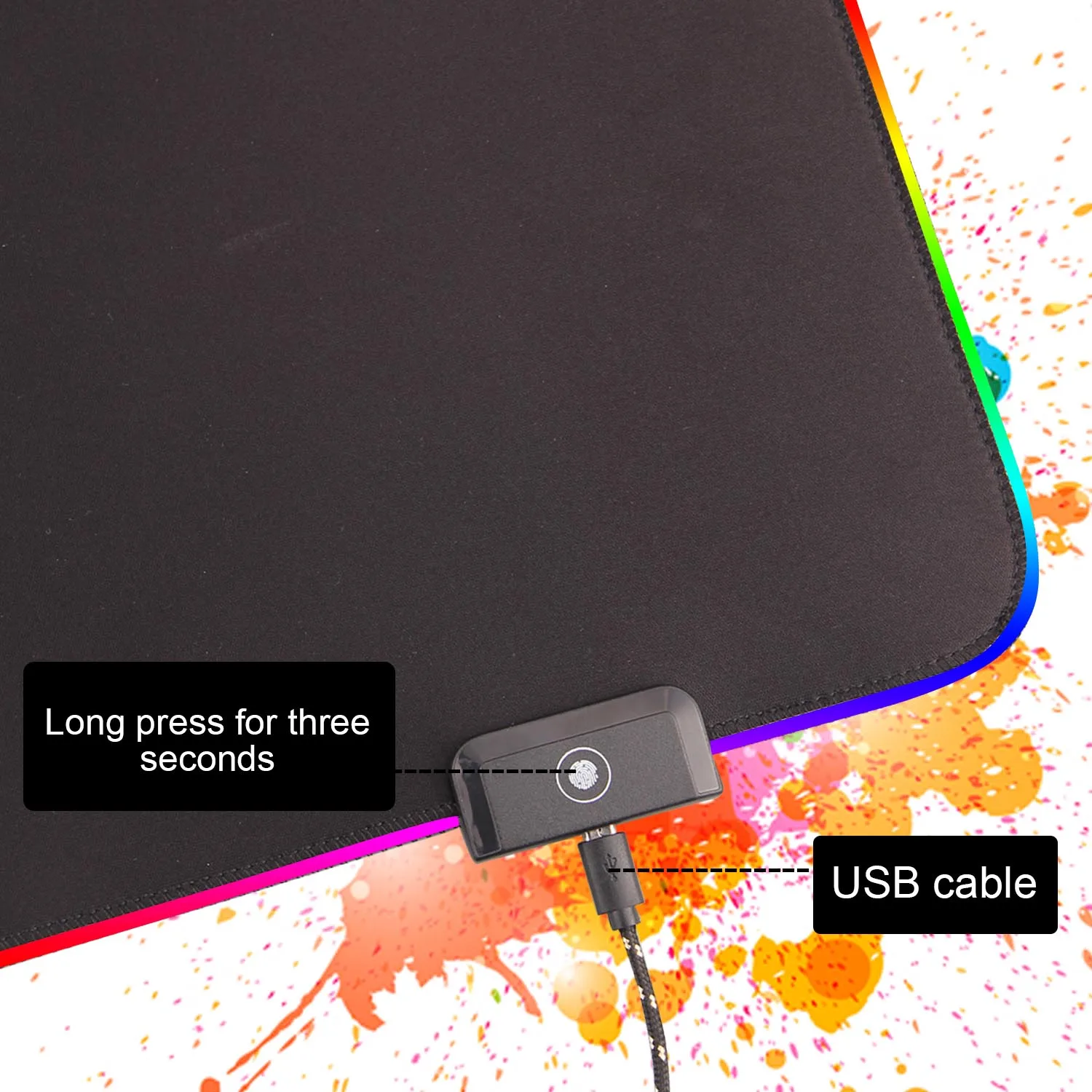 Большой игровой коврик для мыши Besegad с USB проводной светодиодный RGB Цветной