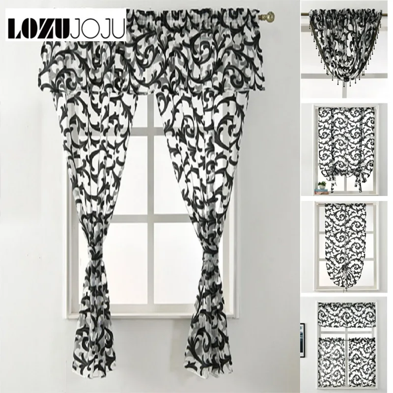 Жаккардовые шторы LOZUJOJU в рустикальную полоску Короткие римские капли для кухни