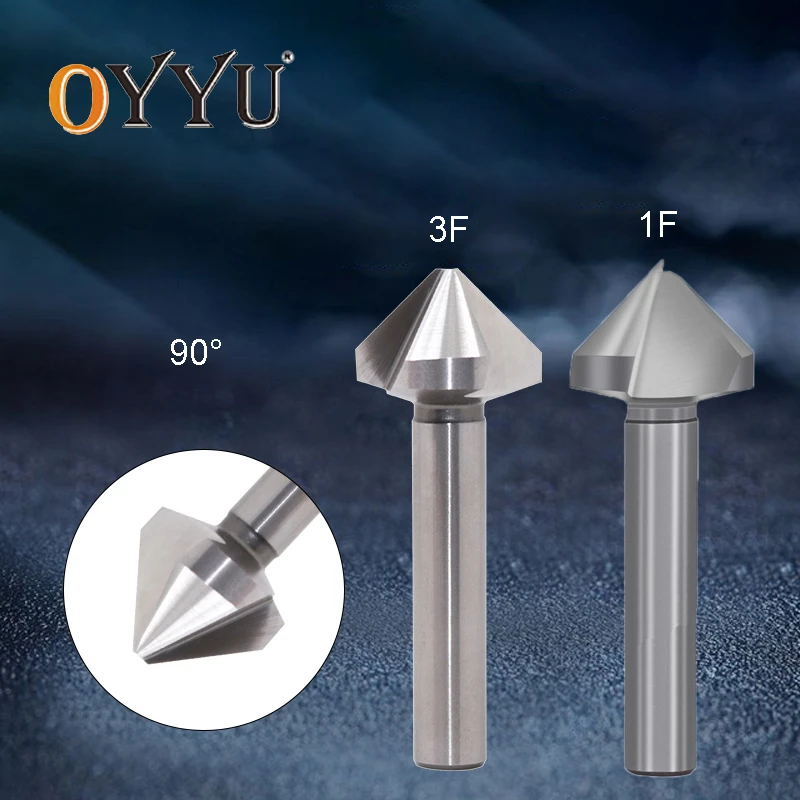 Oyu 90 градусов Зенковка фаски 1 3 флейта металла фреза инструменты Круглый