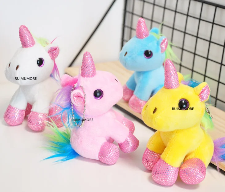 1piece random color Милая плюшевая лошадь, 4 цвета, 12 см, стоящая плюшевая игрушка, брелок, плюшевая игрушка - Цвет: 1piece random color