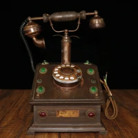 home decor 13 chinese folk collection of antiques old wooden bronze gem vintage turntable dial phone ringing normal use