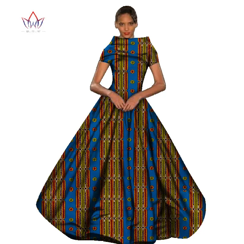 

African Dresses For Women Dashiki Bazin Riche Africa Floor Length Dress Plus Size 6 Xl Short Sleeve African Print Dresses WY462