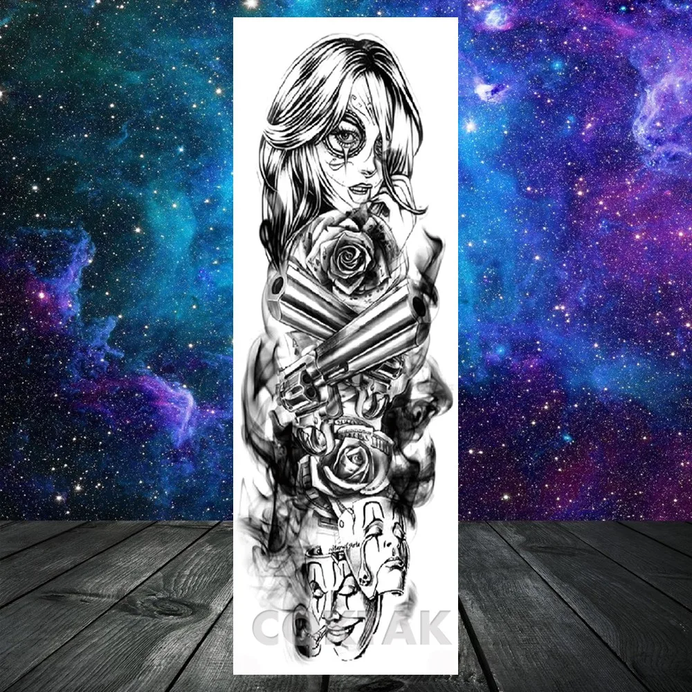 Временные татуировки на всю руку наклейка для женщин и мужчин искусственные 3D