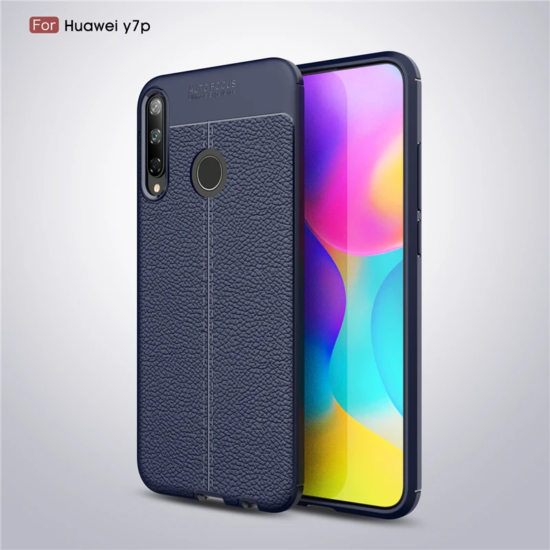 Чехол для Huawei Y7p силиконовый кожаный защитный бампер деловой стиль мягкий чехол |