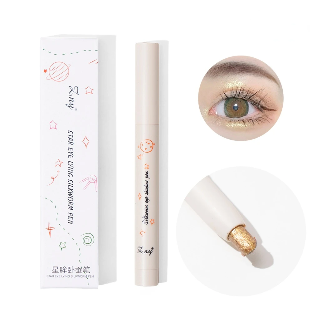 

1 Pcs Long Lasting Diamond Glitter Eyeshadow Liner Pencil Face Makeup Highlighter Matte Silkworm Champagne Gold Eyeliner Pen