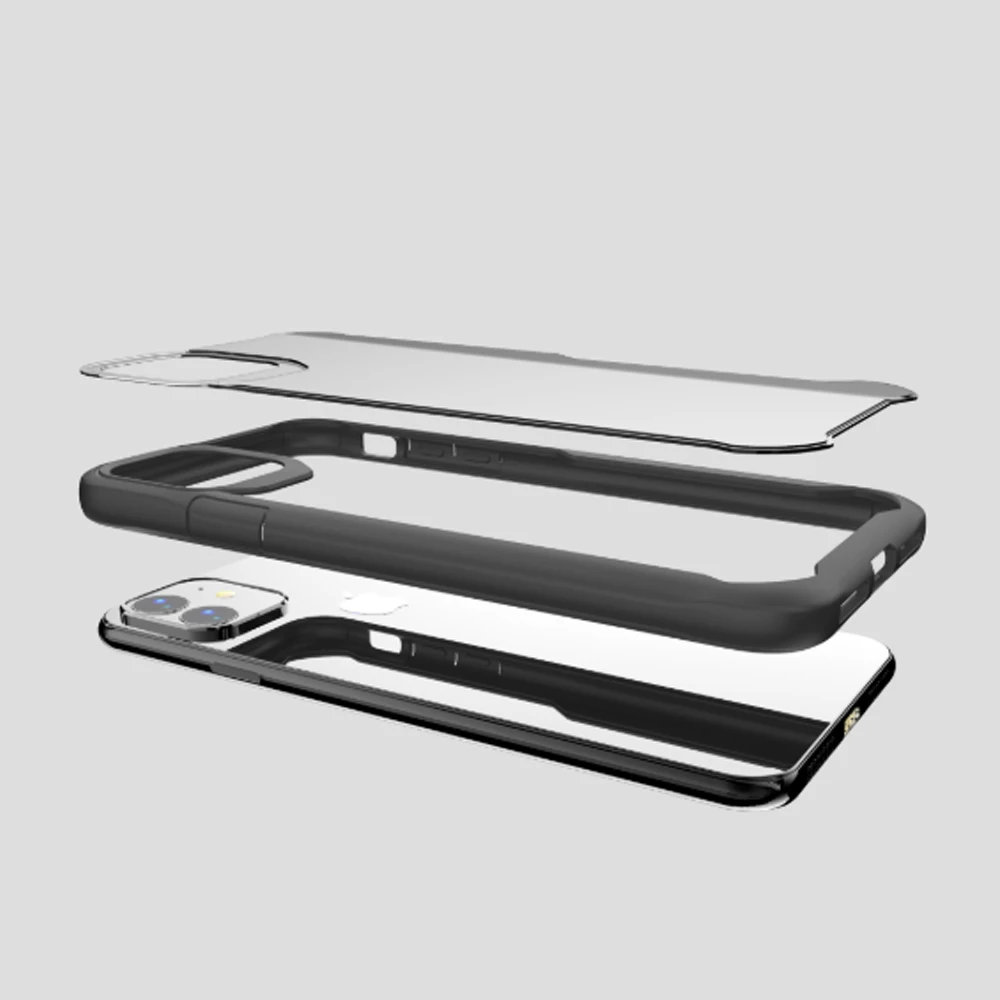 

Anti-fall phone case for iphone 11 four corner anti-fall transparent acrylic 2in1 mobile phone case for iphone 7/8P XS MAX case
