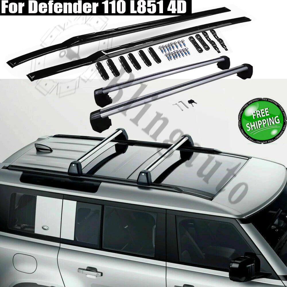 

Fits for -Land Rover Defender L851 110 4D Roof Rack Cross Bar Car Luggage Carrier Racks 4PCS Black