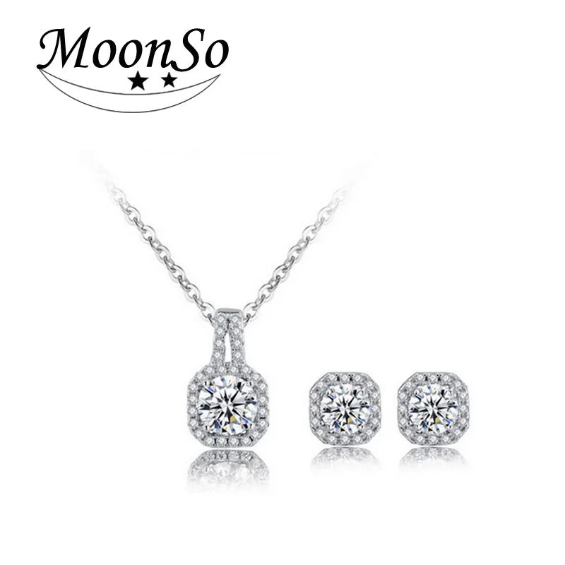 2 шт. в лоте 925 стерлингового серебра роскошный свадебный комплект ювелирных