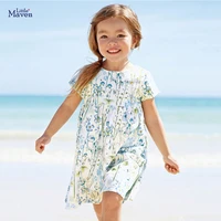 little maven 2021 new summer baby girls clothes cotton flower dot space print vestiods dresses for kids 2 7 years