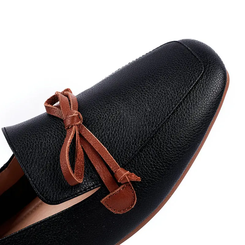 Женские туфли на низком квадратном каблуке QUTAA черные повседневные из