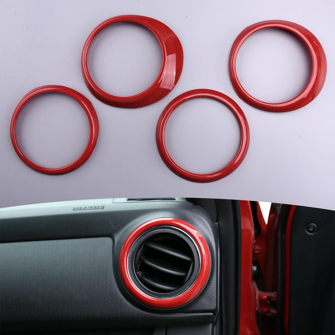 

Red ABS Interior Air Conditioning Vent Cover Decor Trim Dashboard Air Outlet Ring Fit For Toyota Tacoma 2016 2017 2018 2019 2020