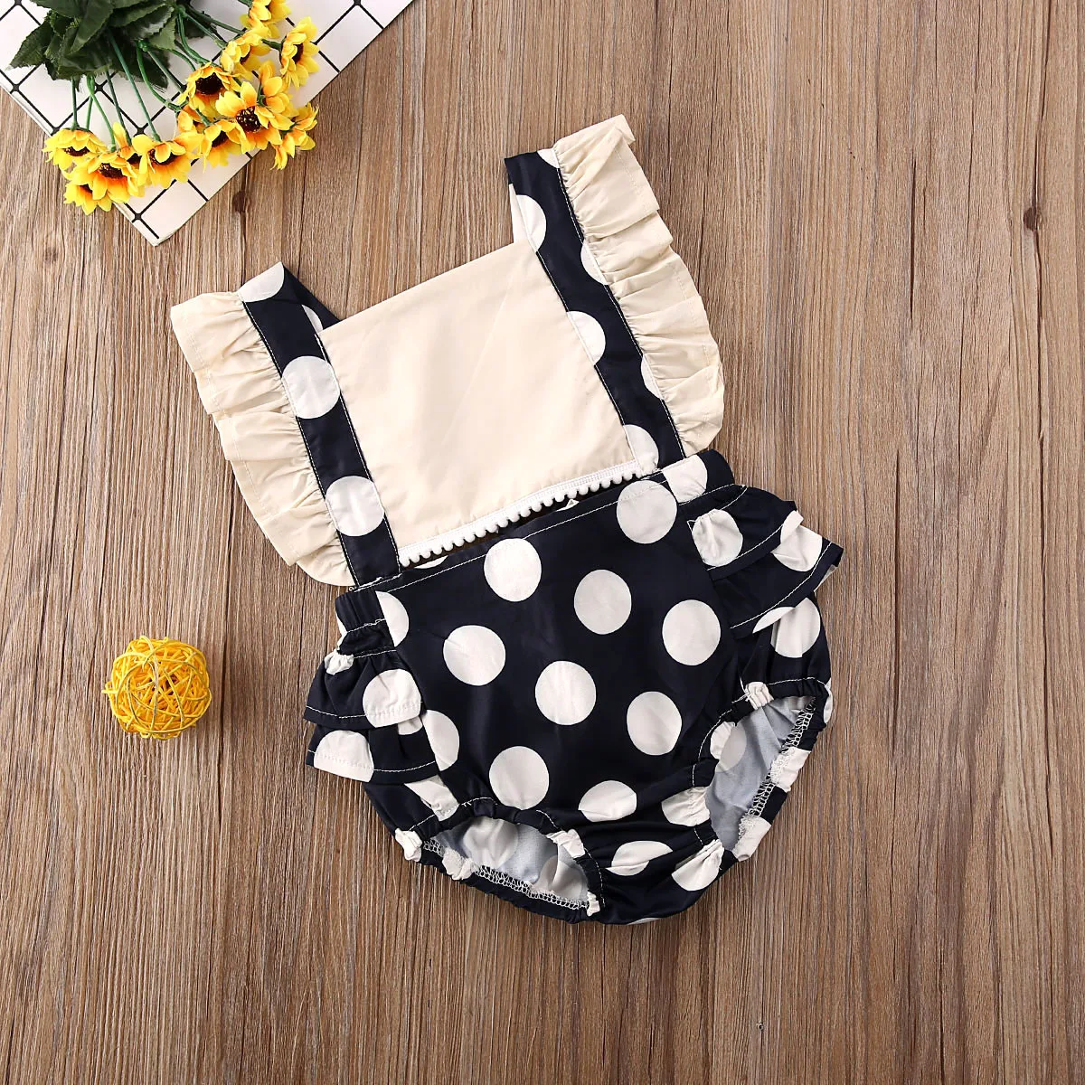 0-24M Newborn Infant Baby Girl Ruffles Romper Cute Dot Jumpsuit Backless Overalls Toddler Costumes Summer | Детская одежда и обувь