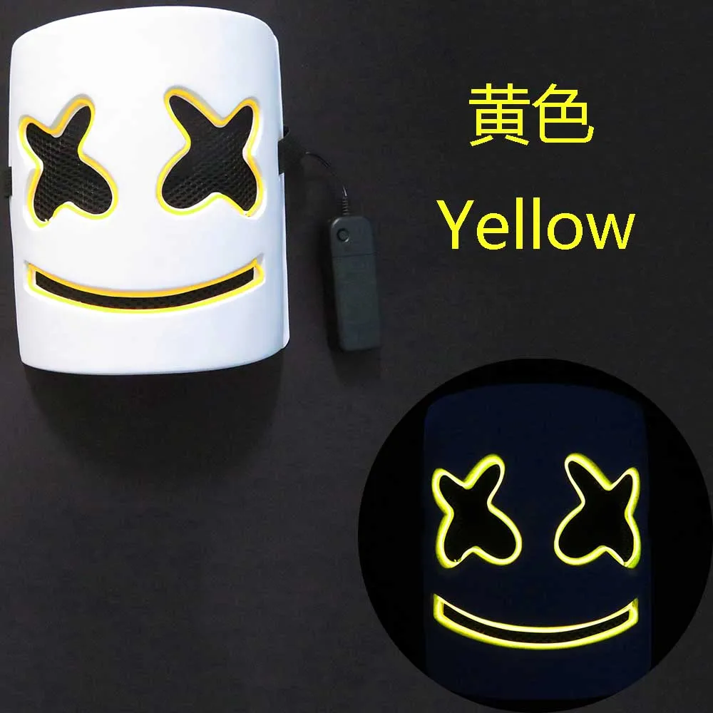 Светодиодная светящаяся маска Marshmello на Хэллоуин Рождество искусственная