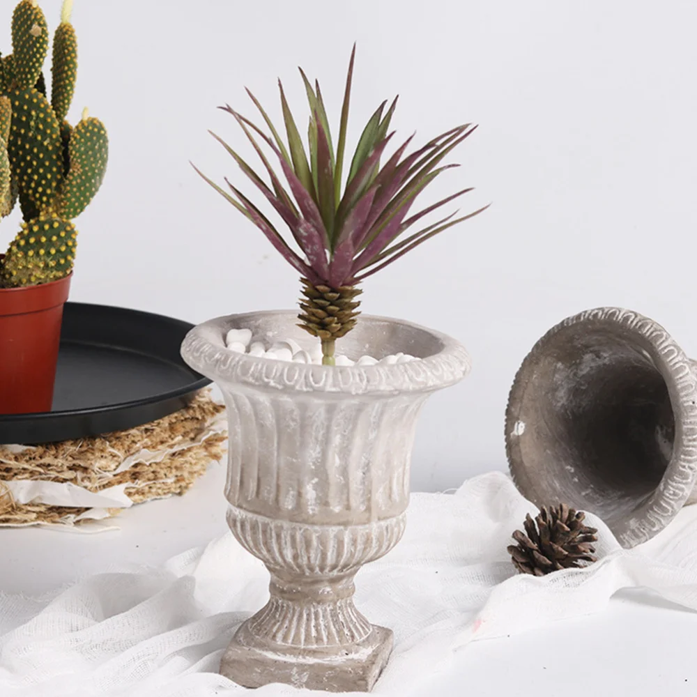 

1Pc Cement Vase Simple Centerpiece Ornament European Style Flower Vase