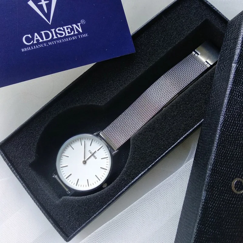 Женские повседневные кварцевые часы CADISEN ультратонкие водонепроницаемые