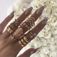 13 piecesset punk jewelry women rings rose gold ring set vintage simple pattern joint ring bohemian knuckle jewelry accessories