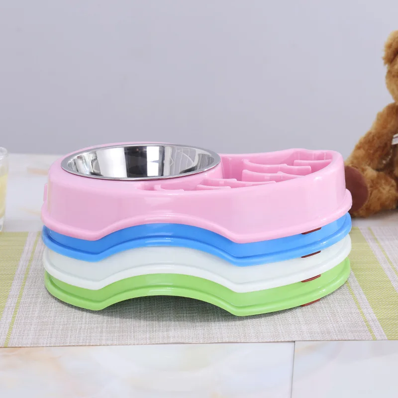 

New bird-shaped stainless steel and plastic dual-purpose slow food bowl dog bowl dog cat bowl pet food supplies