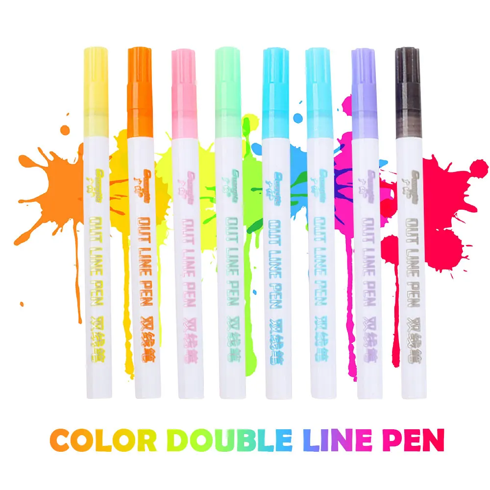 8 Colors Portable Delicate Double Line Fluorescent Marker Pen Highlighter Durable Comfortable Student Stationery | Канцтовары для