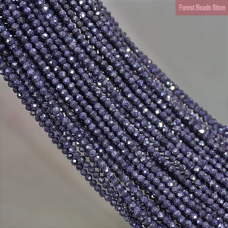 Круглые Бусины Из Натурального граненого темно-синего песчаника, незакрепленные бусины для изготовления ювелирных изделий браслет ожерелье бисер, нитка 15 дюймов, 2 мм/3 мм