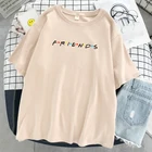 Женские мягкие дышащие футболки из американского ситкома Friends Letter Style с принтом, модные повседневные футболки, свободная женская футболка с круглым вырезом