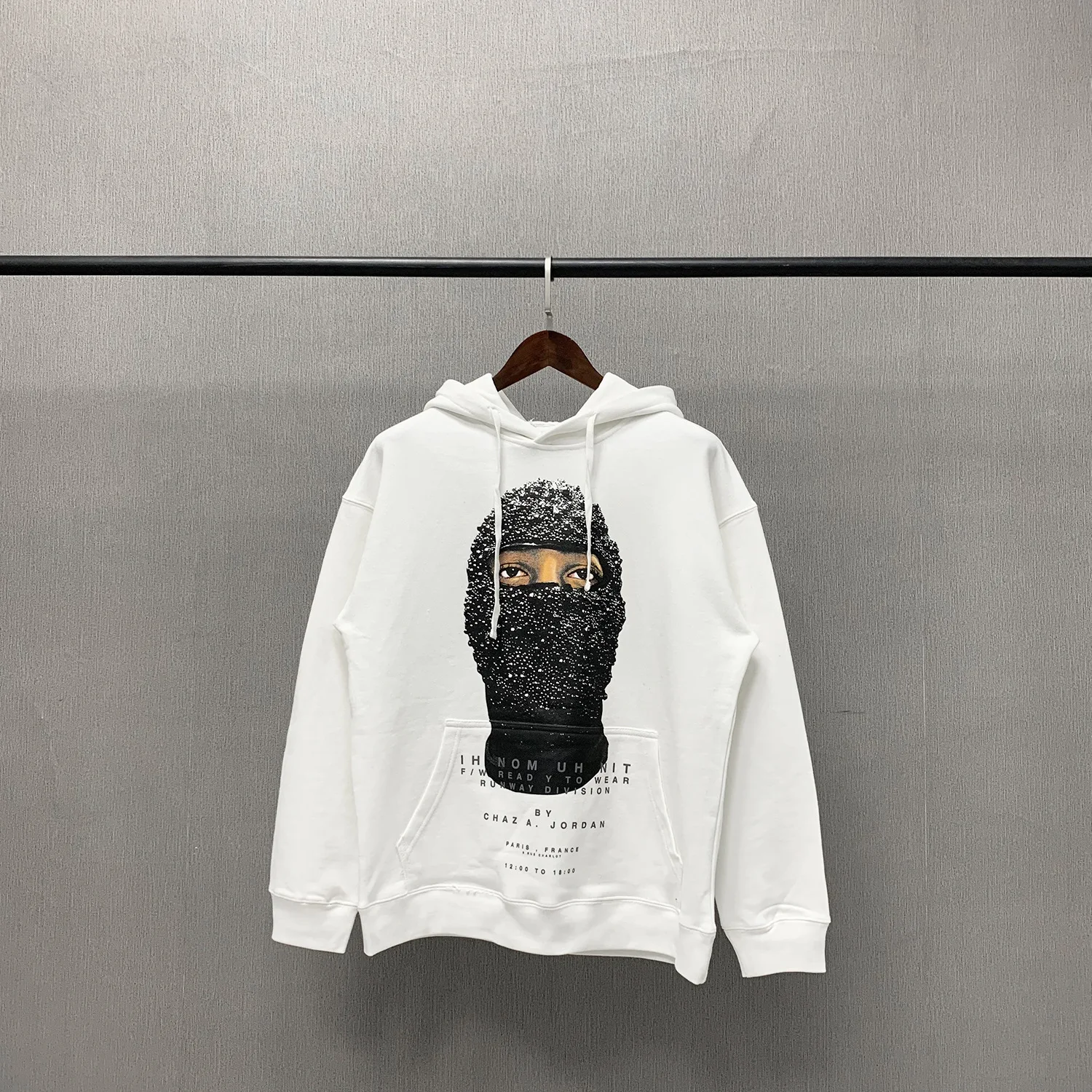 

IH NOM UH NIT Pearl Mask Man Print Hip Hop High Street Oversized 100% 1:1 cotton Sweatshirts Hoodies Streetwear Men Clothing