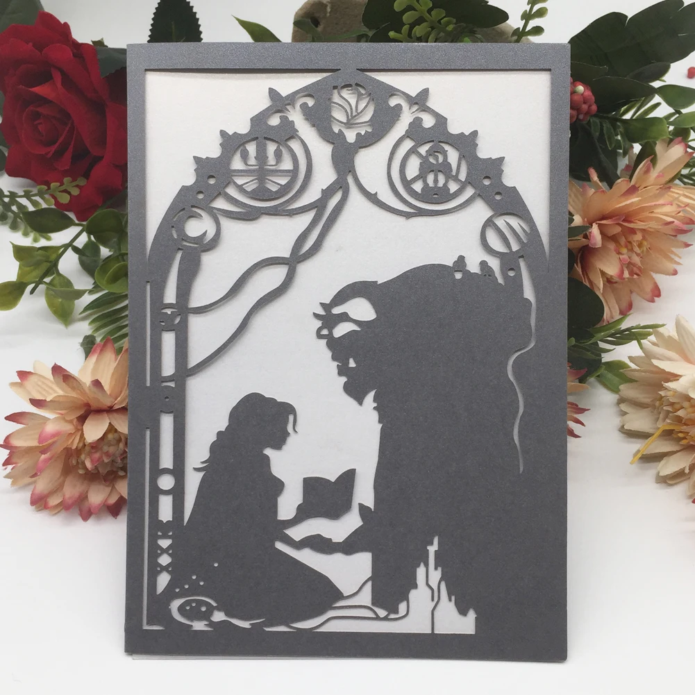 100 шт. свадебные приглашения с изображением красавицы и чудовища лазерная резка