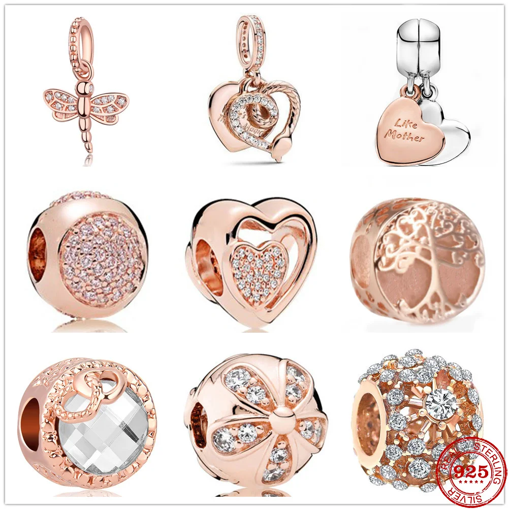 Новинка бусины-подвески из серебра со сверкающими сердечками лепестками