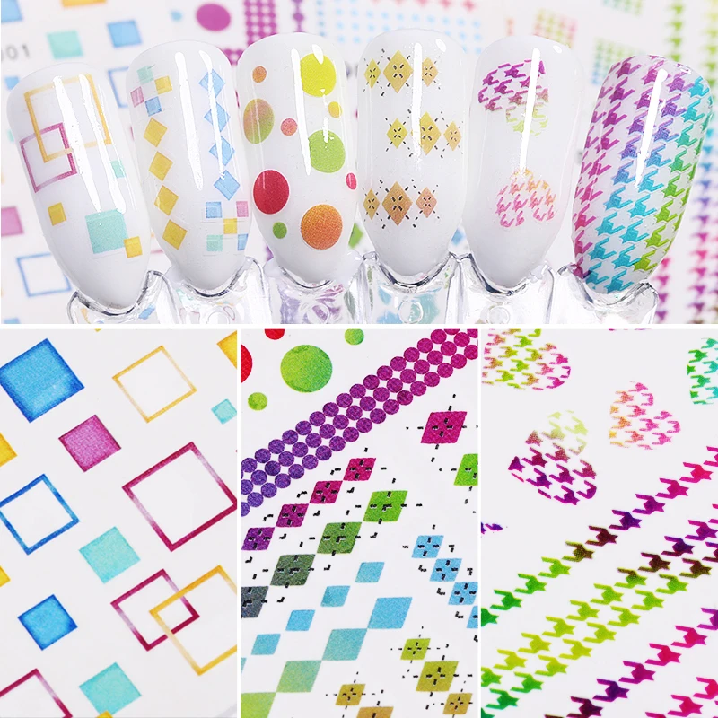 1 Лист наклейки для ногтей Переводные Водные Наклейки Смешанные узоры наклейка