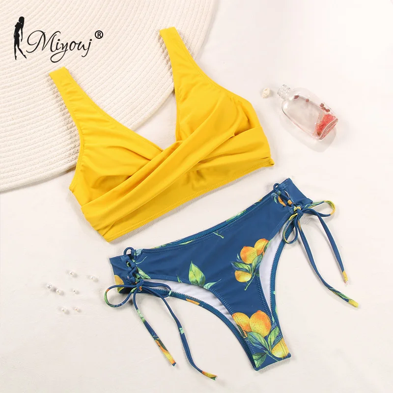 

Miyouj Quality High Waist Bikinis Female String Biquini Fashion Swimsuit Women'S Beach Swim Swimwear Bandeau Push Up Bikini Set