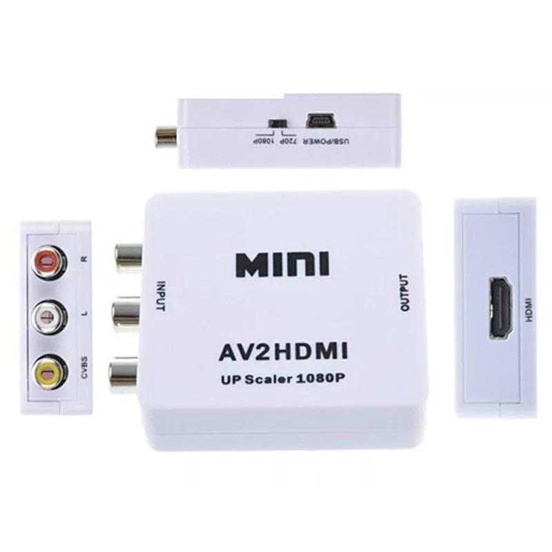 AV/RCA CVBS к HDMI-совместимый 1080P видео преобразователь мини AV2HD адаптер для HDTV