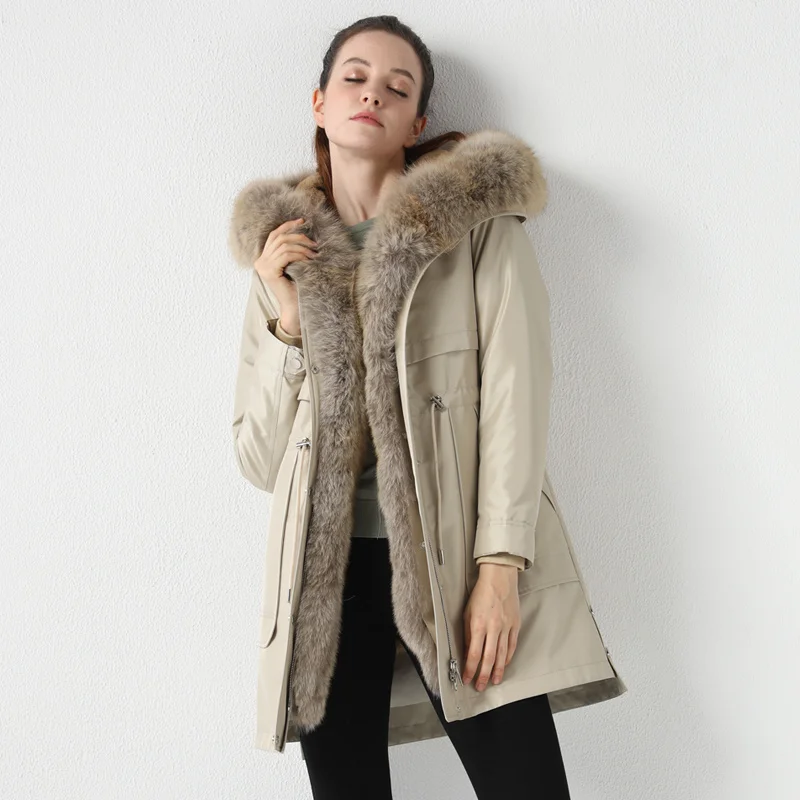 

SHZQ Medium and Long Style to Overcome Female Detachable Fox Fur Collar Fur 2021 Winter New Rex Rabbit Inner Bladder Fur One-par