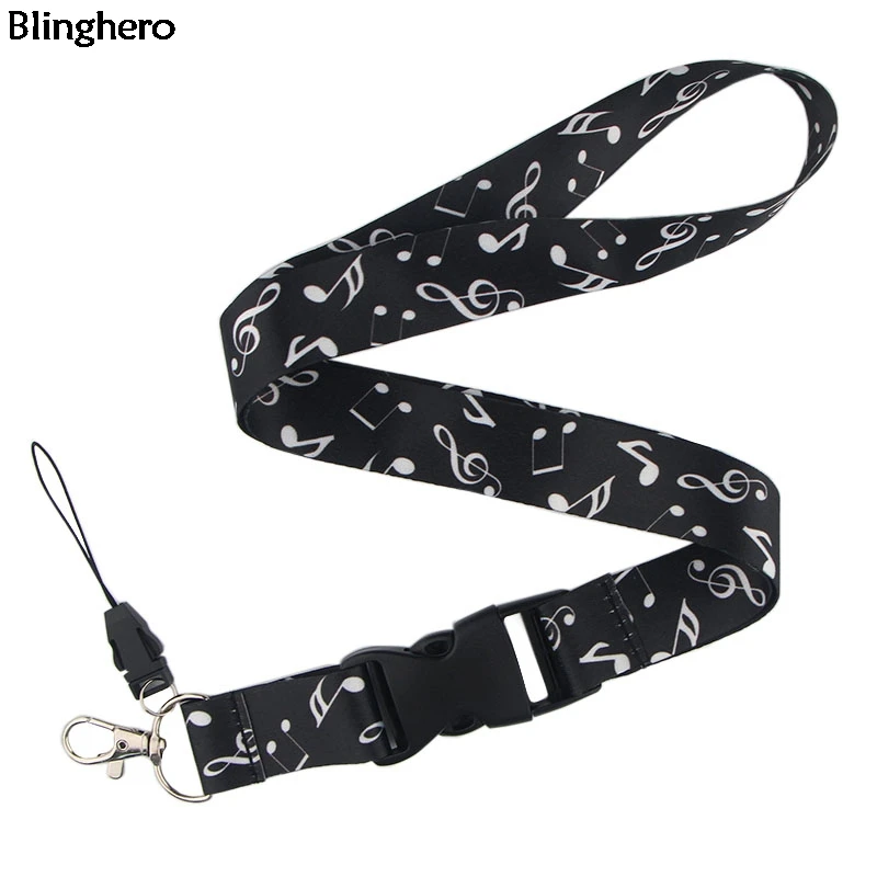 Blinghero Музыка Примечание печать шнурок для ключей телефон шеи ремни повесить