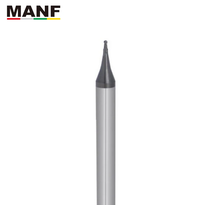 

MANF HRC58 2 Flute 0.3 0.4 0.6 0.9 Small Diameter Milling Cutters Tungsten Carbide U-shaped Groove End Mill Ball Nose End Milll