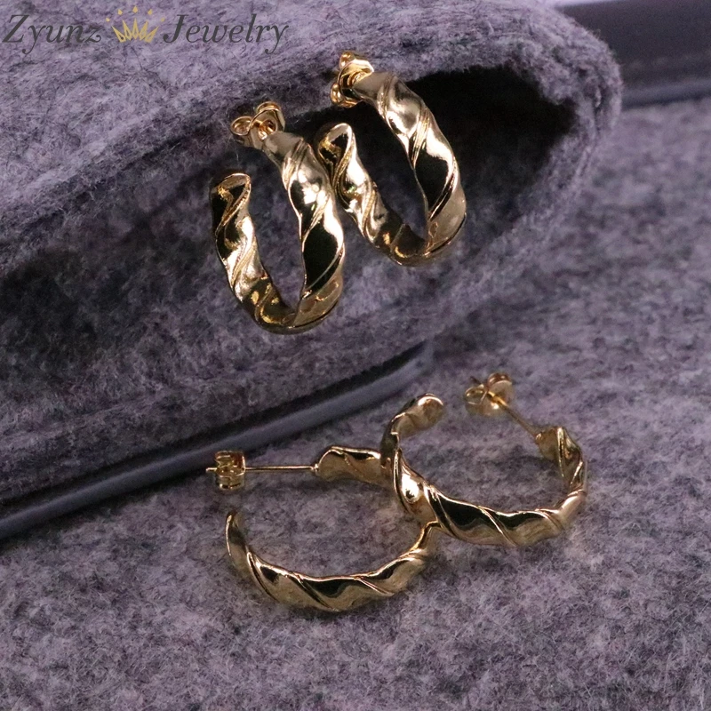 

5 Pairs, New Fashion Circle Punk Earrings Twisted Gold Color For Women Party Wholesale Top Quality
