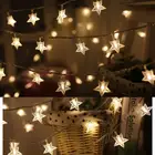 СВЕТОДИОДНАЯ Гирлянда со звездами, декоративсветильник гирлянда с питанием от USB, скасветильник гирлянда из медной проволоки, осветительная цепочка, Рождественская гирлянда