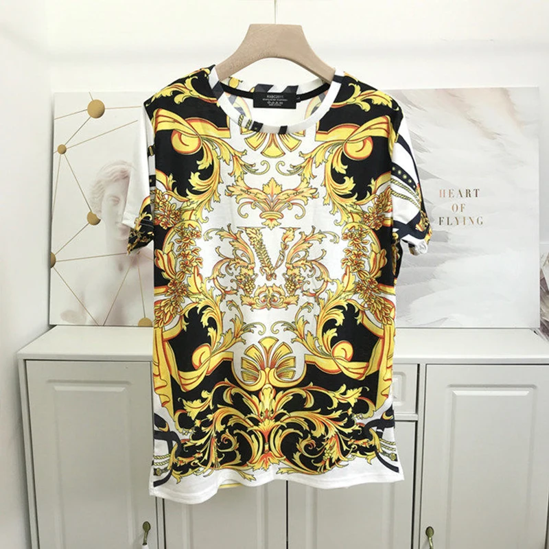 

2021 summer men top New 3d high-qualityT-shirt stripe -grade printed short sleeve leisure hot sale