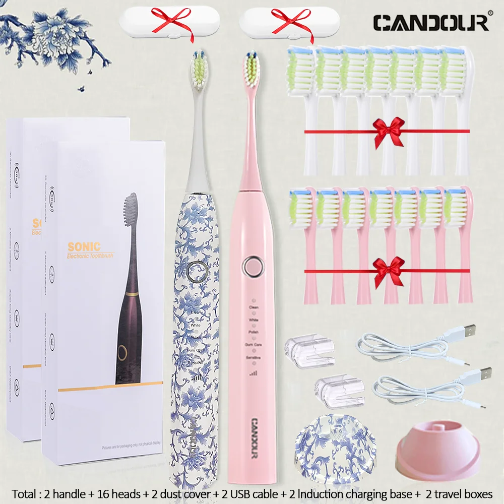 

Sonic Electric Toothbrush CD5166 Waterproof USB Charge Rechargeable Electric Toothbrush 8 Brush Replacement Heads