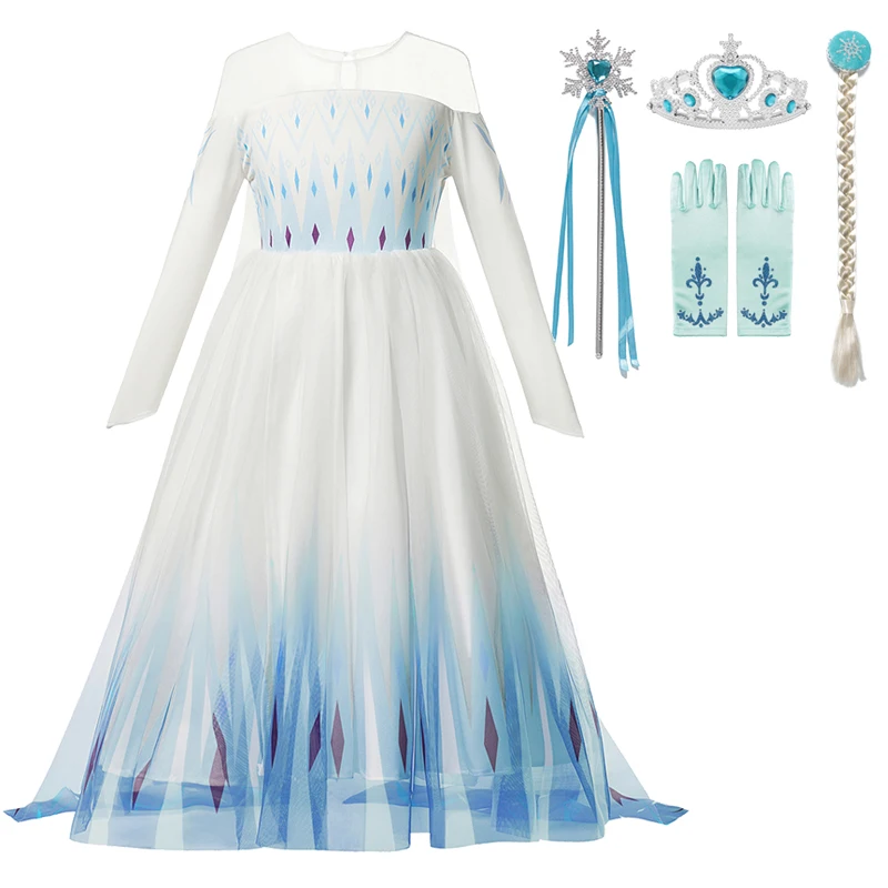Frozen Disney Elsa Anna 2 Dress Girls Princess Carnival Party Halloween Cosplay Costume Snow Queen Vestido Children Clothing |