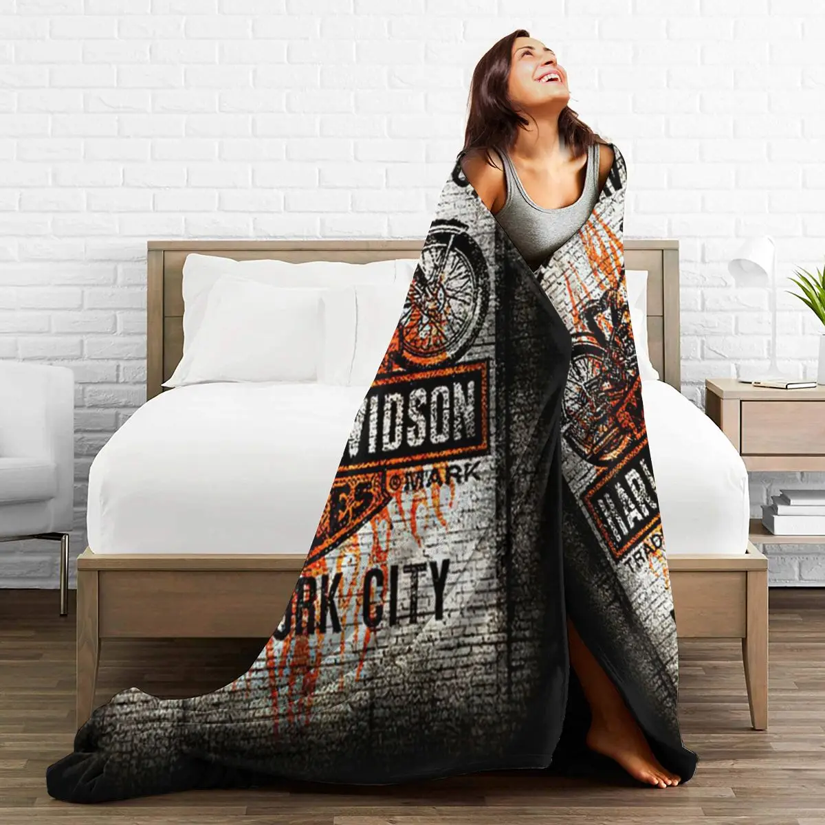 

Harley--Davidson 3DCartoon Blanket Warm Super Soft Flannel Office Nap Bedspread Sofa Bedding plaid colchas para cama 348647205