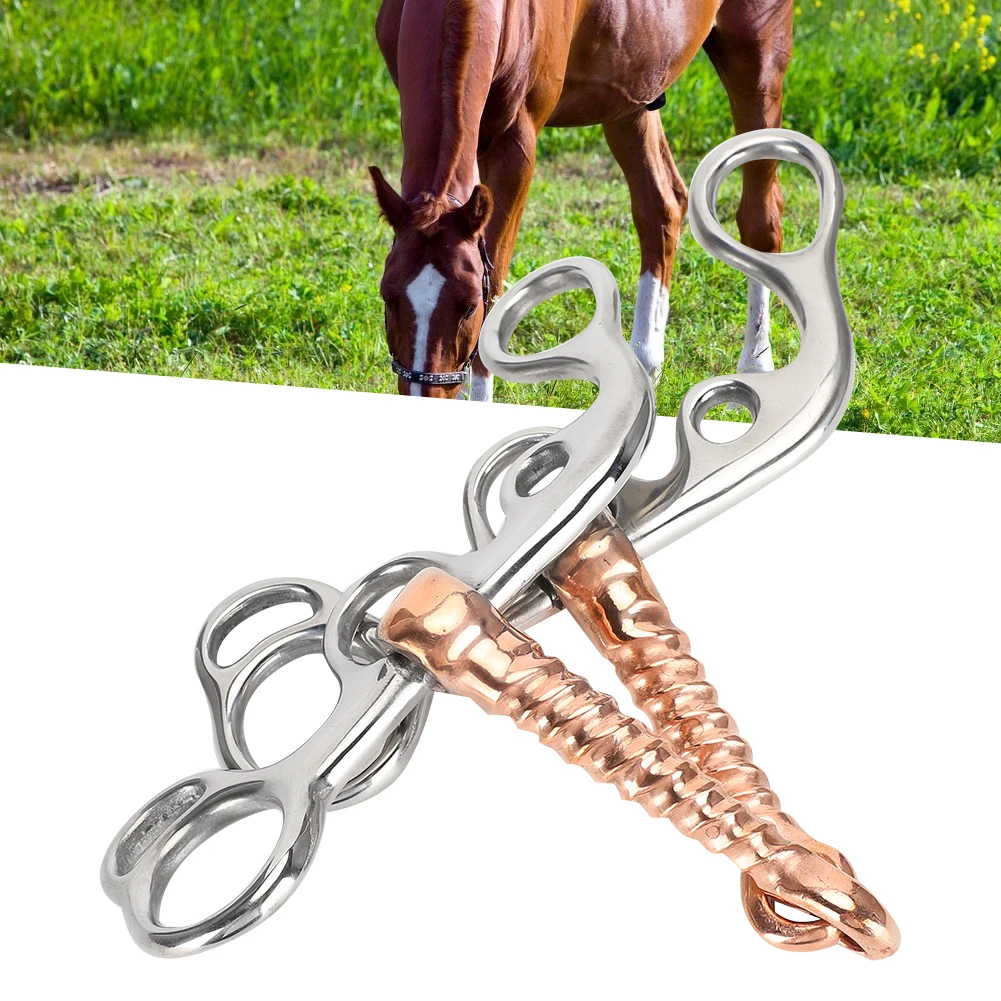 Broca de Snaffle de acero inoxidable para entrenamiento de caballos, suministros de equipo ecuestre, varilla de cobre roscada de acero inoxidable, broca de caballo-1
