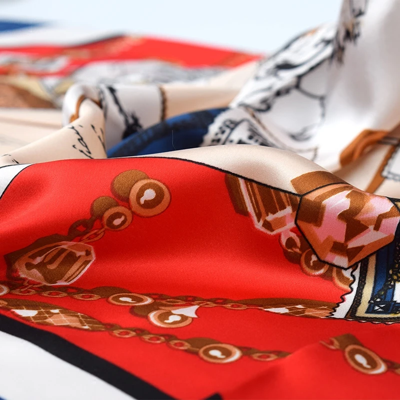 Модный женский шарф роскошного бренда синие полосатые цепочки с принтом хиджаб