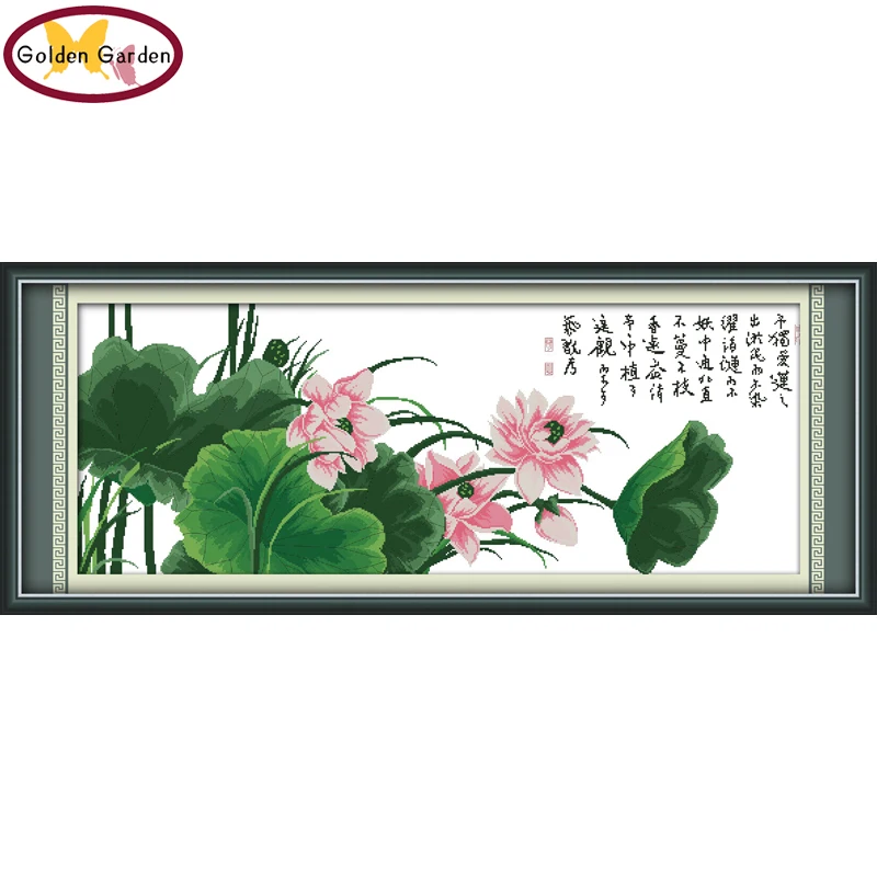Картина для вышивки крестиком GG Pretty Lotus Набор с цветами Joy Sunday 11CT14CT Китайская
