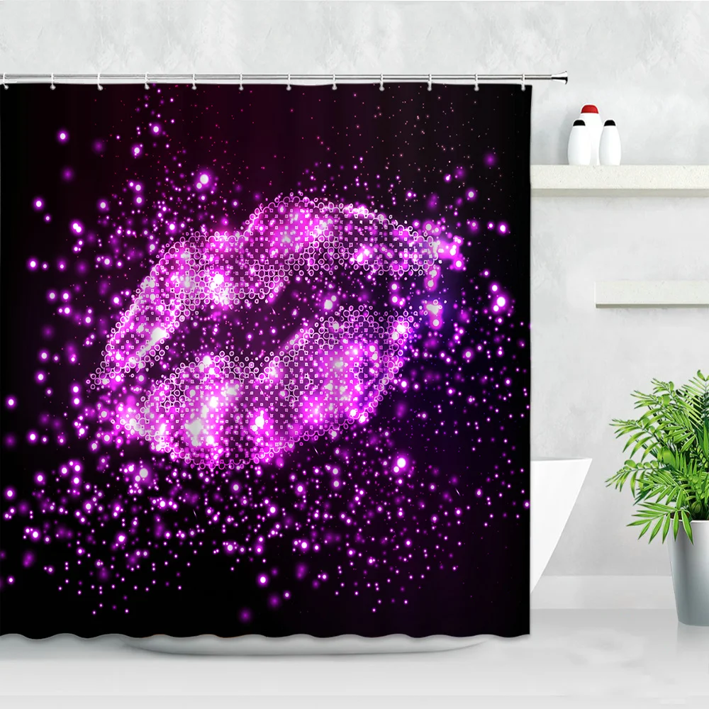 Водонепроницаемые занавески для душа модные яркие женские фиолетовые губы День