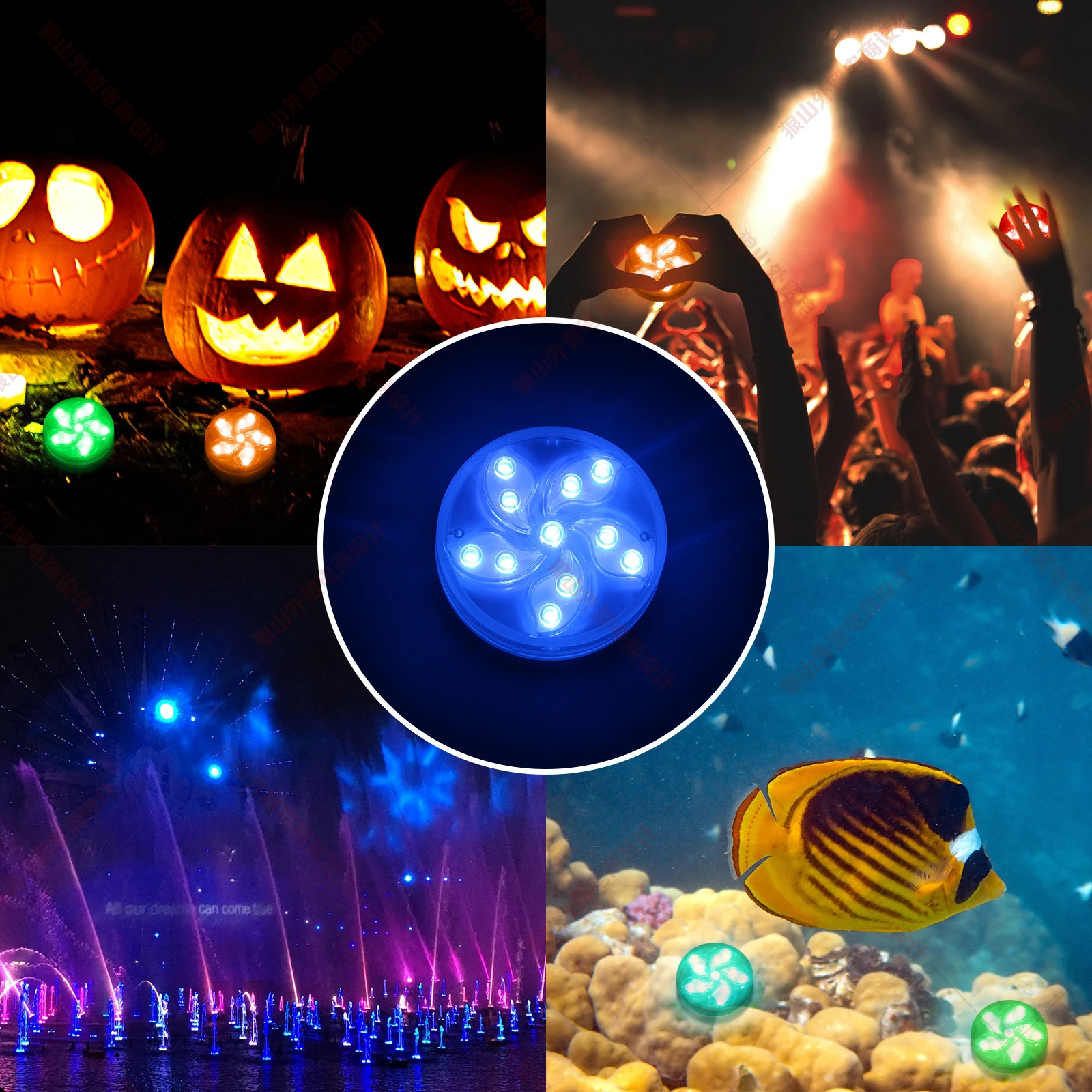 

16 Colors Swimming Pool Fountain Light Underwater Submersible LED Light RF Remote Aquarium Vase Night Lamp Bathtub Light