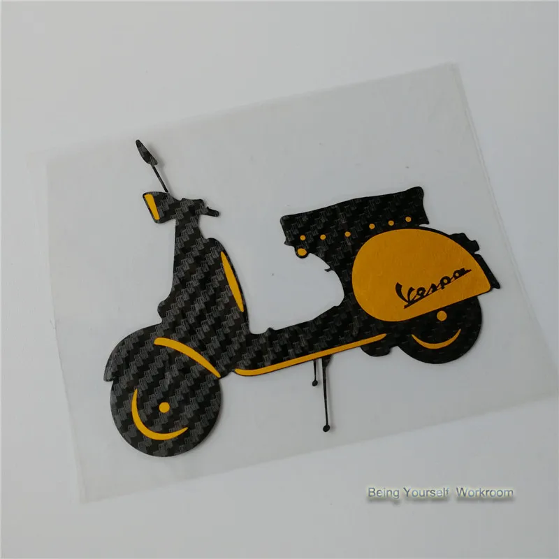 Оранжевый Углеродное волокно мотоциклетные наклейки для Vespa скутера мотоцикл виниловые наклейки Гонки Мотокросс наклейки Супербайк Байк - Цвет: Оранжевый