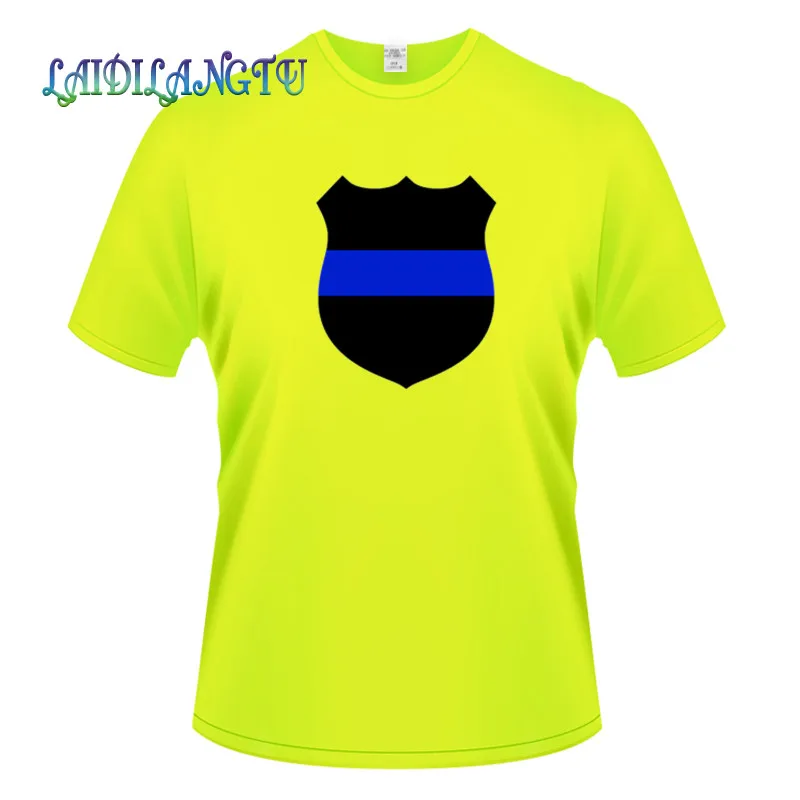 

Casual Short Sleeve Thin Blue Line Badge Printed T-Shirt Men Cotton Top Tees Summer Fashion Clothes